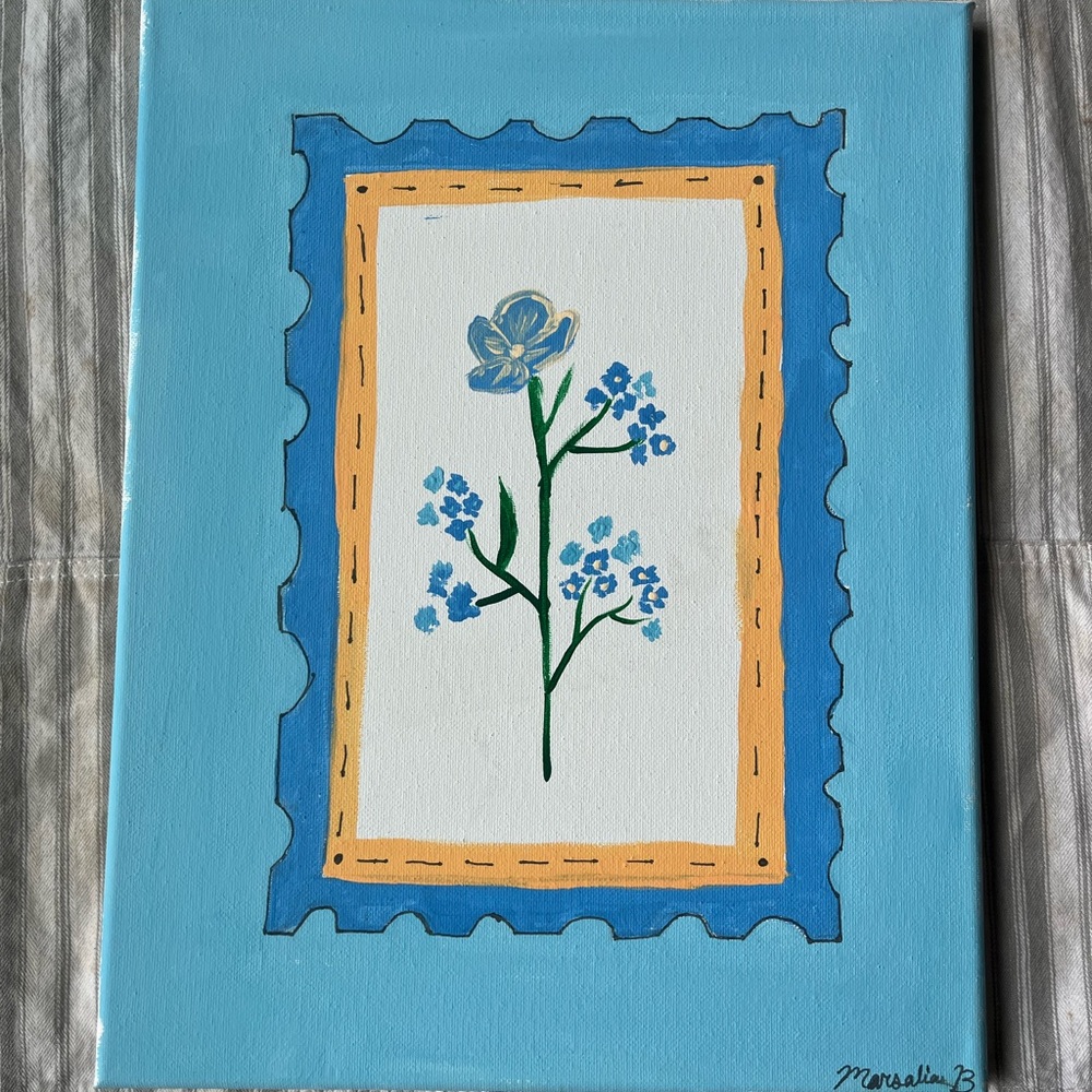 Blue Floral Canvas Art